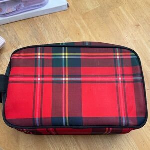 Plaid Red Toiletries Bag